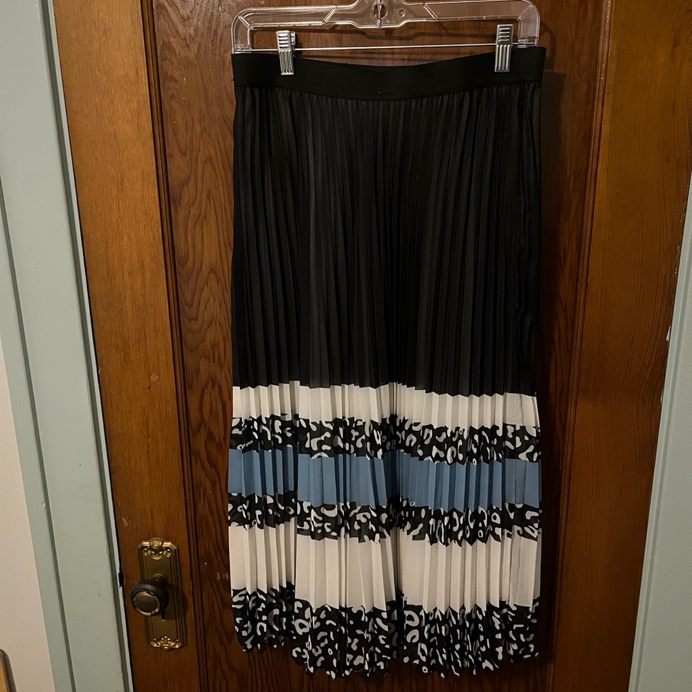 WD.NY Black and Blue Tiered Midi Skirt